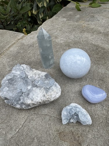 Celestite blue calcite - blue, calcite,