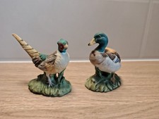 Vintage Ceramic Pheasant And Duck Miniature Figurines matt finish 