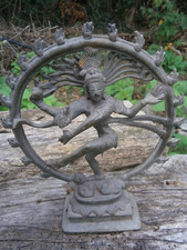 VINTAGE BRASS DANCING SHIVA NATARAJA RELIGIOUS FIGURINE STATUE HINDU GOD