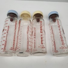 Set Four Vintage 1950s Glass Baby Feeding Bottles Cannon Nursery