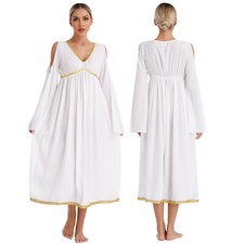 Women Greek Ancient Toga Fancy Dress Costume Roman Empire Robe Halloween Dress 