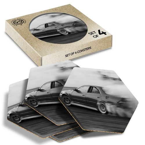Hexagon coasters bw - hexagon,