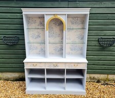 VINTAGE FRENCH FARMHOUSE DRESSER SWAN NECK HANDLES DECOUPAGE -DELIVERY AVAILABLE