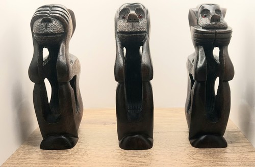 Wooden monkey figurines set - wooden,