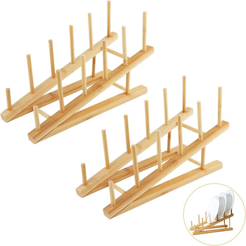 Pcs wooden dish rack bamboo - 2, rack,