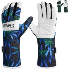 EVO Long Gardening Gloves PURE LEATHER Thornproof Garden work PROTECTIVE PPE