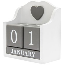 Vintage Style Wooden Perpetual Desktop Calendar Blocks Month and Date NEW