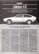 Alfa Romeo Alfetta 1.8 GT Road Test 1975-76 UK Market Foldout Brochure Autocar