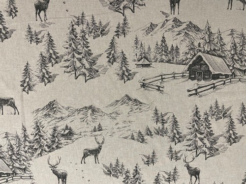 Alpine stag toile fabric - alpine,