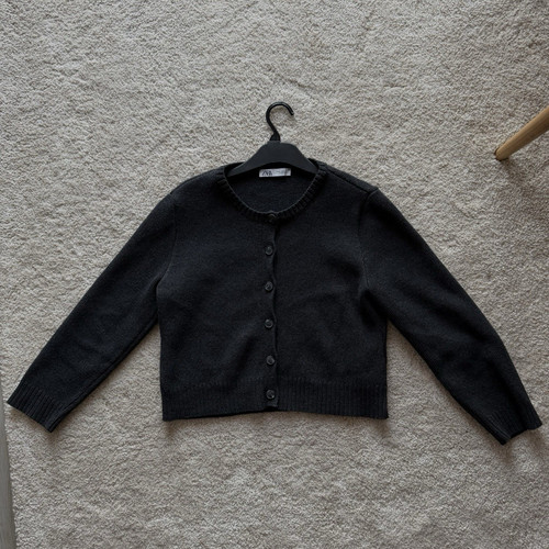 Zara girls black knit button - zara,