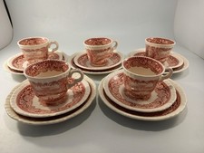 Masons Vista cup saucer and side plate x5 trios red and white coffee or tea