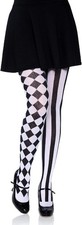 Adults Black & White Stripe & Diamond Harlequin Tights Halloween Fancy Dress
