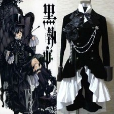 Anime Black Butler Ciel Phantomhive Black Suit Outfit Cosplay Costume