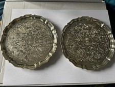 2x Grenadier Silversmiths of England Floral Tray Silver Plated 6’’