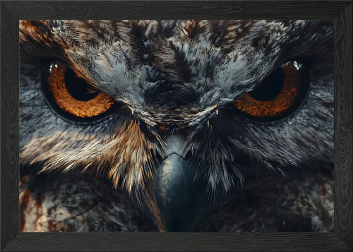 Owl close framed wall art - framed,