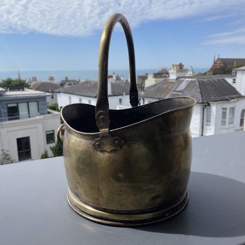 Vintage brass coal - coal, scuttle