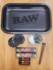 Raw Black Small Medium Rolling Tray Kit Gift Set Black