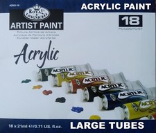Acrylic Paint Painting Set Colours Kit 18 x 21ml Large Tubes Perfect Gift Idea