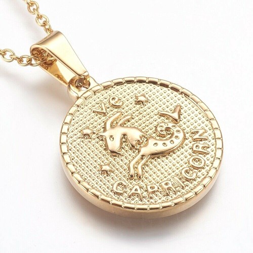 Capricorn zodiac pendant - pendant, gold