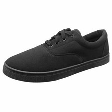 Kilter Men's Ollie Low Canvas Skateboarding Trainers Plain Black Pumps School