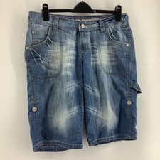 Primark Denim Co Blue Wash Jean Cargo Shorts UK 14 Summer Holiday