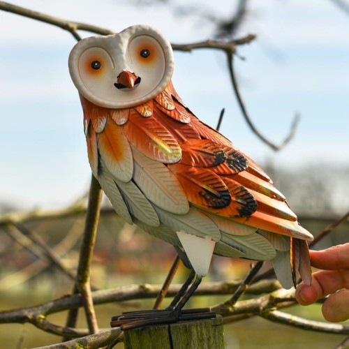 Colourful owl garden ornament - garden,