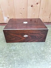 Late Victorian Rosewood Inlaid Dressing Table Box With Fitted Interior