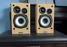 2 Tannoy Mercury MxR Light Maple Vintage Bookshelf Speakers Front or Surround