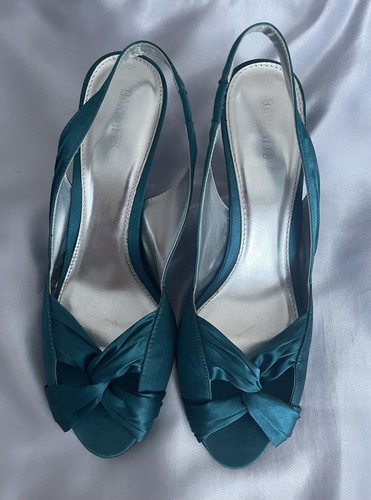 Teal satin shoes matching - shoes,