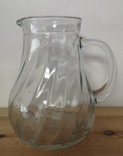 Vintage Pressed Glass Swirl Pitcher Water Juice Jug or Flower Vase