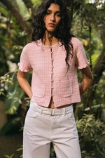 Zara cropped tweed knit ruffle - zara,