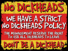 No Dickheads Retro tin metal