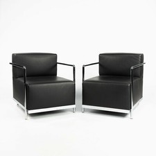 2010s Bernhardt Design Brellin Lounge Chair in Black Leather with Chrome Frames
