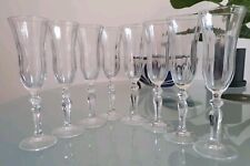 RARE Vintage Fluted Cordial Hurricane Ribbed Cocktail Glasses 16cm - Set of 8