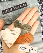 BIRCH WOOD BARK HEARTS 5cm (2") CHRISTMAS Crafts WEDDING CONFETTI LOVE 10/25/100