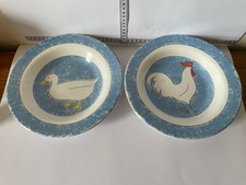 2 x Saville Pottery Plate Carousel Cockerel Duck Vintage Hinchcliffe Barber 1989