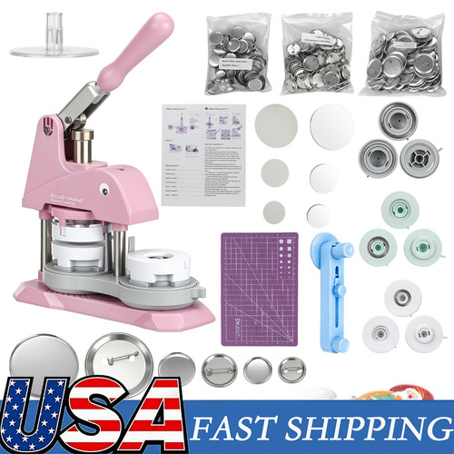 Button maker badge pink - button,