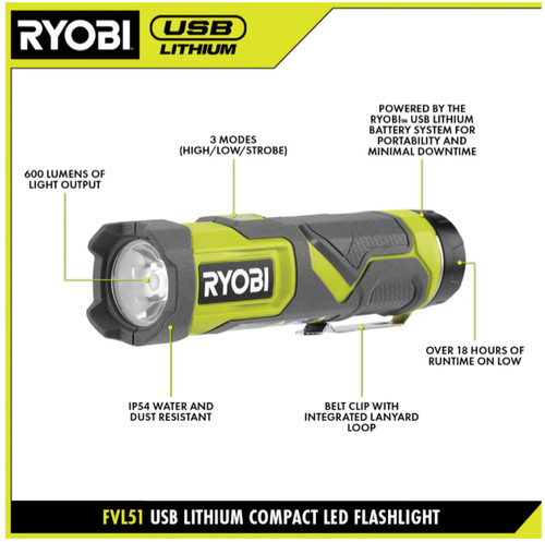 Ryobi usb lithium compact - usb, led