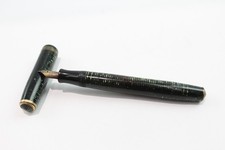 Vintage Parker Vaccumatic Fountain Pen Green Casing 14ct Gold Nib Writing 