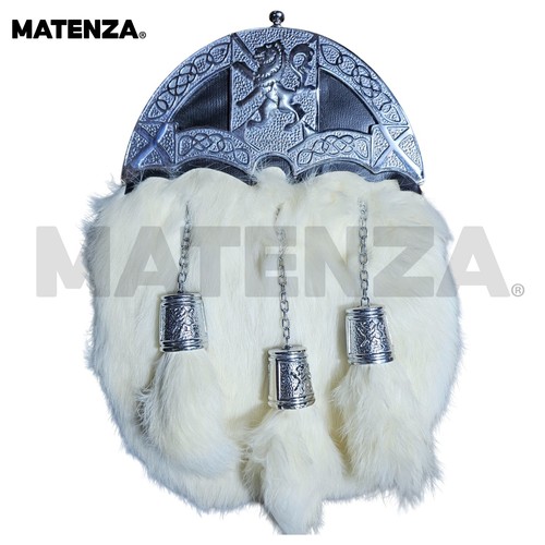 Scottish white rabbit fur kilt - white,