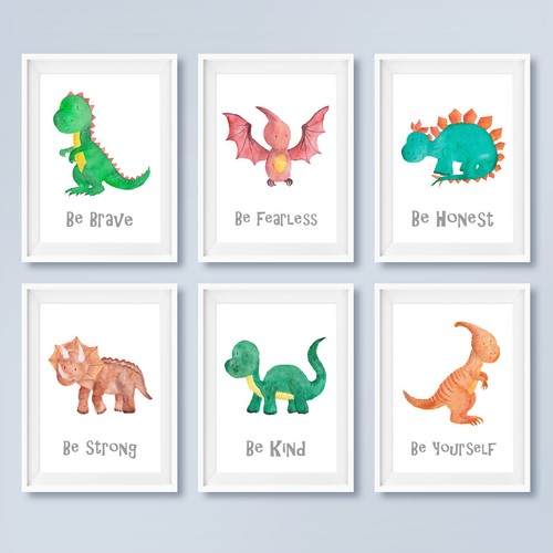 Dinosaur quote prints - quote, set