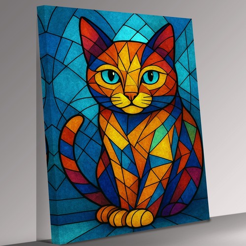 Cat stained glass art lovely - cat,