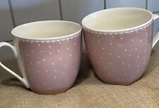 SET OF 2 SAINSBURYS HOME LARGE MUGS PINK WHITE SPOTS 4” HIGH Read Description