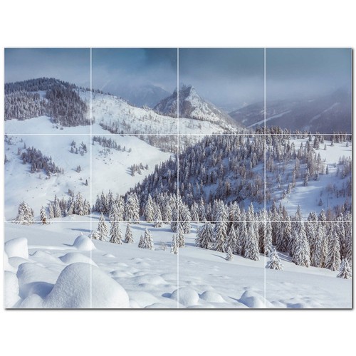 Winter ceramic tile wall - tile, mural