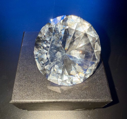 Large clear glass diamond - glass,