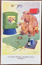 ARTIST SIGNED COMICAL PPC “ACTIONS SPEAK LOUDER THAN WORDS” LAWSON WOOD GRAN POP