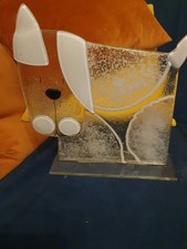 Nobile Fused Art Glass Dog Sculpture by Aneta Pawlowska  - Large - Handmade - VG