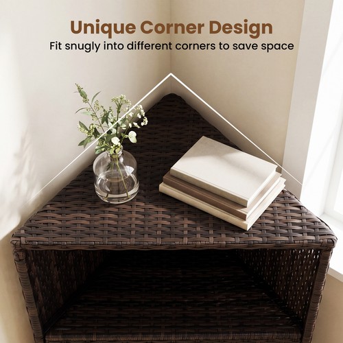Rattan corner bar cart with - rattan,