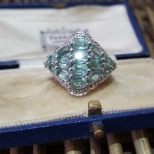 925 Sterling Silver Ring, Natural Zambian Emeralds Ring, Size M.5 US 6.5 