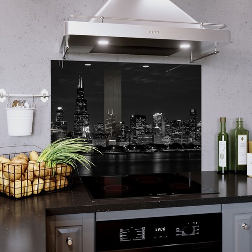 Glass splashback kitchen tile - glass,